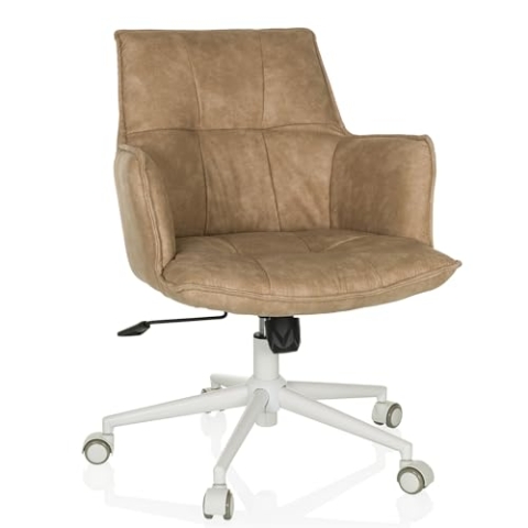 hjh LIVING Homeoffice Stuhl gepolstert SOLAO Life W Schreibtischstuhl Drehstuhl höhenverstellbar, Stoffbezug Beige