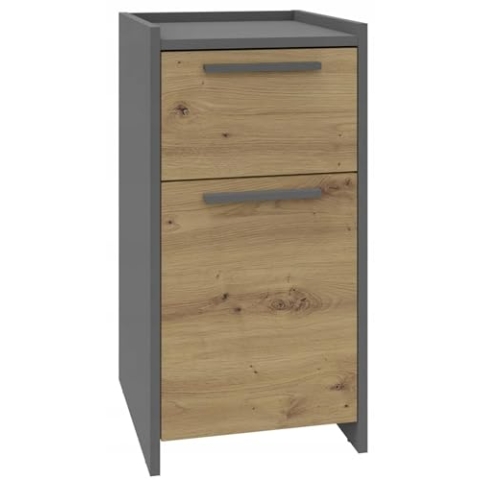 MATKAM Kommode ALTIVO 1D1SW H70,4 x B36 x T35,6 cm, mit 1 Tür und 1 Schublade (Anthrazit Grau-Artisan Eiche)