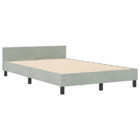 vidaXL Bettgestell Hellgrau 120x190 cm Samt