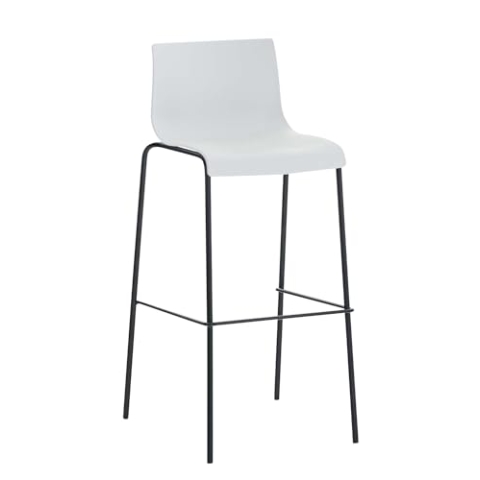 CLP Barhocker Hover mit Kunststoffsitz und robustem Metallgestell I Barstuhl mit Einer Sitzhöhe von: 76 cm I erhältlich, Farbe:weiß, Gestell Farbe:schwarz