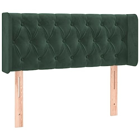 vidaXL Kopfteil mit Ohren Polsterkopfteil Betthaupt Bettkopfteil für Bett Bettgestell Bettzubehör Schlafzimmer Dunkelgrün 103x16x78/88cm Samt