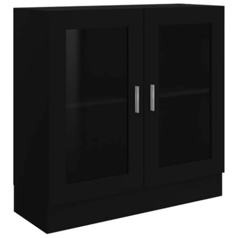 vidaXL Vitrinenschrank Bücherschrank Aktenschrank Büroschrank Vitrine Schrank Bücherregal Sideboard Schwarz 82,5x30,5x80cm Holzwerkstoff