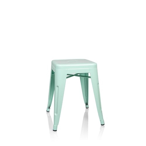 hjh OFFICE 645007 Metall Hocker VANTAGGIO Pastellgrün matt Sitzhocker im Industry-Design, stapelbar, niedrig