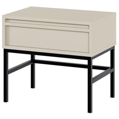 Selsey Nachttisch Beistellschrank Beistelltisch Nachtschrank 50 cm Stehend Mit Schublade Graubeige Evo