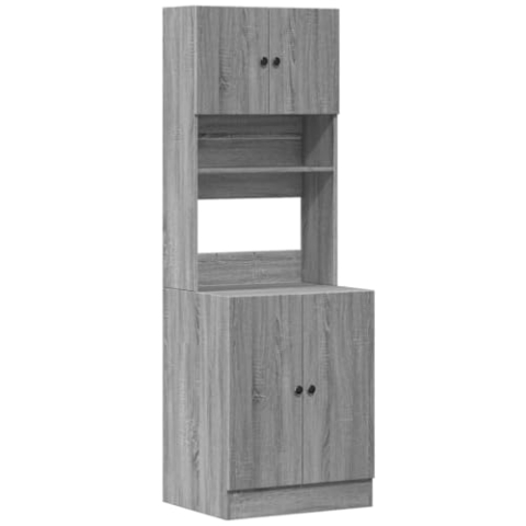 vidaXL Küchenschrank, Küchenzeile mit Türen Schubladen, Hochschrank für Küche Restaurant Hotel, Küchenmöbel, Modern, Grau Sonoma Holzwerkstoff
