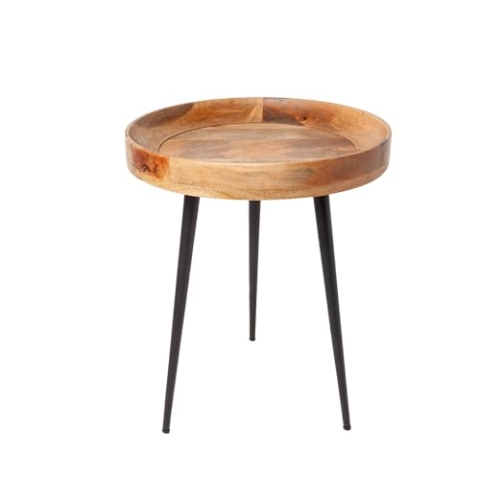 invicta INTERIOR Eleganter Beistelltisch Pure Nature 45cm Mangoholz mit schwarzen Beinen Wohnzimmertisch Tisch