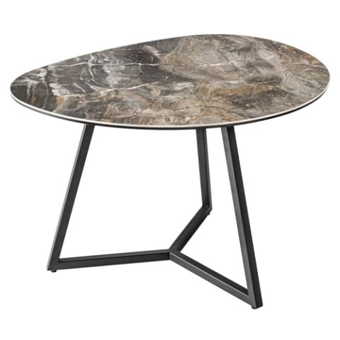 Riess Ambiente Moderner Couchtisch Marvelous 70cm Taupe schwarz Metall Marmor Keramik Made in Italy Wohnzimmer, eleganter Beistelltisch in Marmoroptik