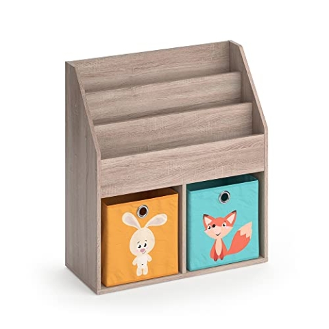 Vicco Kinderregal Luigi, Spielzeugregal für Faltboxen, Sonoma, 72 x 79 cm mit 2 Faltboxen Opt.1
