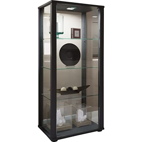 VCM Glasvitrine stehend | Vitrine Glas mit ESG-Sicherheitsglas | Maße ca. H. 115 x B. 50 x T. 38 cm | Standvitrine Glas | Modern und platzsparend | Glas Vitrinenschrank - Kavisa M