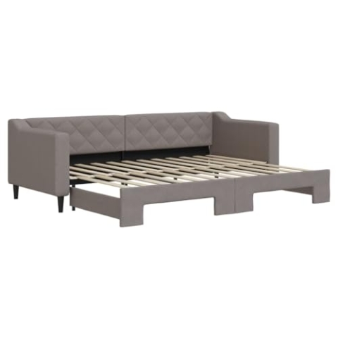 vidaXL Tagesbett, Sofabett Ausziehbar, Gästebett Schlafsofa für Schlafzimmer Wohnzimmer, Ausziehbett Sofa Bettsofa, Modernes Design, Taupe 80x200cm Stoff