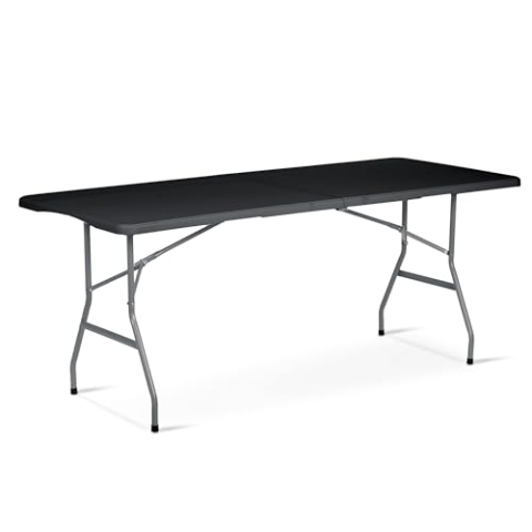 Plonos Gartentisch 180 x 74 cm Klappbar mit Tragegriff Klapptisch Campingtisch Party Schwarz