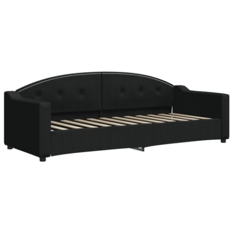 vidaXL Tagesbett, Gästebett 2-in-1, Sofabett Schlafsofa für Schlafzimmer Wohnzimmer, Bettsofa Sofa, Modernes Design, Schwarz 80x200cm Stoff