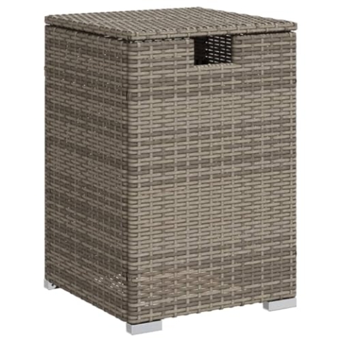 vidaXL Propan Tank Verstecktisch, Propantank Abdeckungstisch mit Stahlrahmen, Tankabdeckungstisch mit Staufach, Beistelltisch Gartenmöbel, Grau Poly Rattan