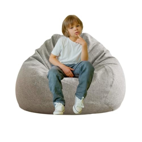 AD.CON Indoor Sitzsack mit EPS-Perlen Füllung, Puff, Relax-Sessel, Sitzkissen, Bodenkissen, Bean Bag 120L Hellgrau