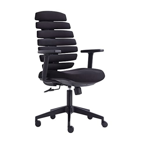 IVOL Vivol Design Bürostuhl Flex Schwarz - Ergonomischer Stuhl auf Rollen mit Flexibler Rückenlehne