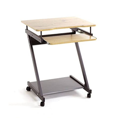 HAKU Möbel Computertisch auf Rollen anthrazit, Eiche, MDF, Metall - Maße: B 60 cm x H 76 cm x T 49 cm, Style: Modern