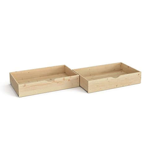 VitaliSpa Bettschublade Schubladenbett Aufbewahrung Everest 98x20 modern Rollschublade Kinderzimmer Bett Zubehör Spielzeug Ablage Kiefer Massivholz Kinderbett Spielturmbett (Natur)