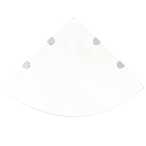 vidaXL 2X Eckregal mit verchromten Halterungen Glasregal Badregal Wandregal Glasboden Glas Ablage Boden Glasplatte Glas Transparent 45x45cm