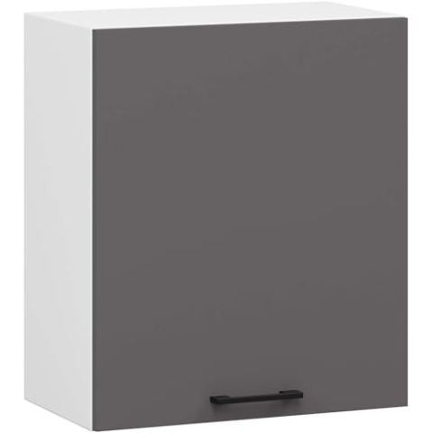 AKORD Küchen-Hängeschrank OLIWIA 50 cm | mit 1 Tür | Küchenschränke | Geräumig | Für eine kleine Küche | Für eine Küchenzeile | Als Teil eines Sets | B50 x H58 x T30 cm | 14,35 kg | Weiß & Graphitgrau
