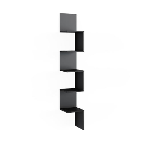 Vicco Eckregal Paolo, Bücherregal, Schwarz, 28 x 175.4 cm mit 5 Fächern