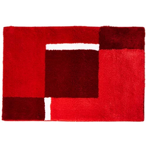 Kleine Wolke Badteppich, Acryl, Rot/Grau, 60 x 90 cm