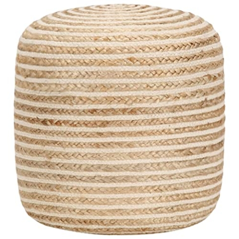 vidaXL Sitzpuff Pouf Sitzpouf Puff Sitzkissen Sitzhocker Fußhocker Hocker Fußbank Ottoman Fußbank Polsterhocker Fußschemel Handgefertigt 40x45cm Jute