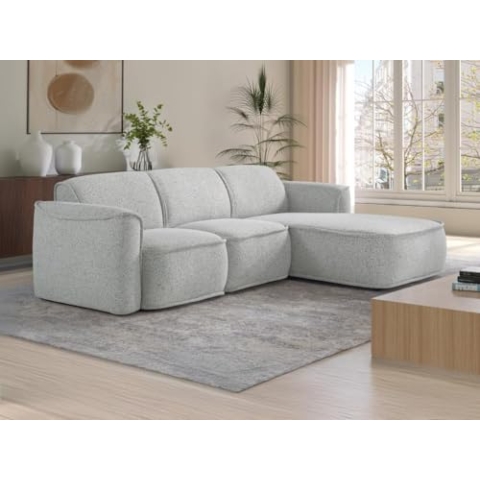 Vente-unique-Ecksofa - Ecke rechts - melierter Stoff - Grau - DIOMARO