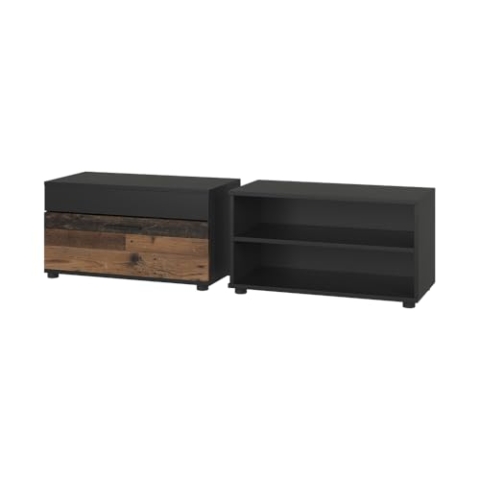 Vicco Wohnzimmerschränke Berno, Schwarz/Oldstyle, 2 Teile
