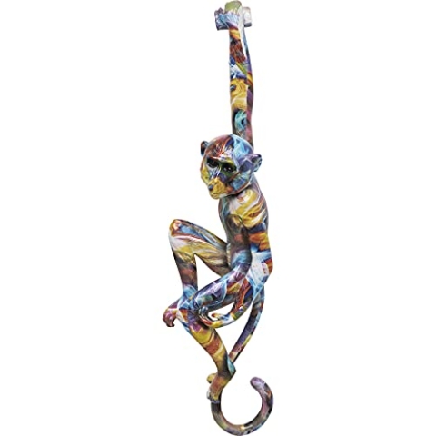 Kare Design Wandobjekt Hanging Ape, Bunt, AFFE, Tiermotiv, 17x67cm, Deko, Pop-Art, Accessoire, Wanddekoration, Wohnzimmer