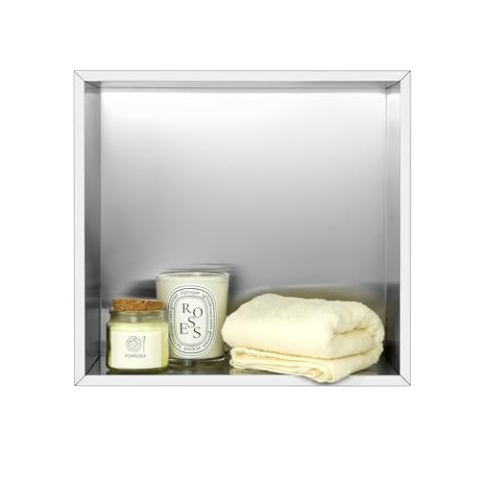 QWORK® Wandnische Dusche 304 Edelstahl Einzelregal Einteiliges Formteil für Badezimmer Seifenflaschen Toilettenartikel, 32x30x12 cm