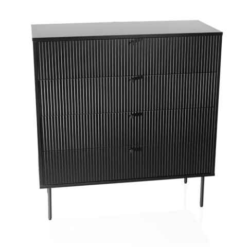 hjh LIVING Kommode mit 4 Schubladen KARBY K 90x40x95 cm, Schubladenschrank im Industrial-Stil, viel Stauraum, Schwarz