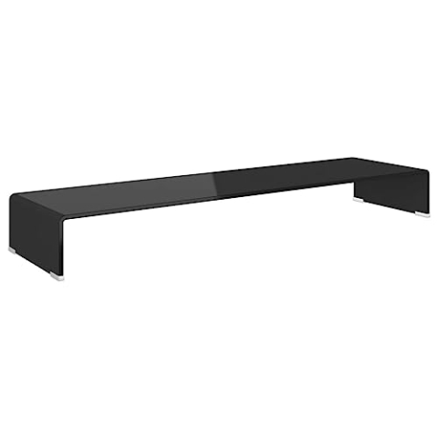 vidaXL TV-Glasaufsatz Tisch Monitor Erhöhung Glasbühne Podest Schwarz 110x30x13