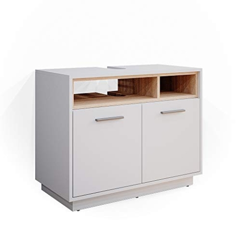 Vicco Waschbeckenunterschrank Beatrice, Waschtischunterschrank, Weiß/Sonoma, 80 x 64 cm