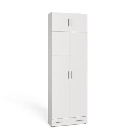 Vicco Aktenschrank Frank, Weiß, 80 x 240 cm mit Schrankaufsatz und Schublade