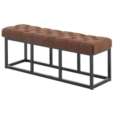 CLP Sitzbank Amun I Mit Stoff-Bezug I Mit Schwarzem Metallgestell, Farbe:braun, Größe:120 cm