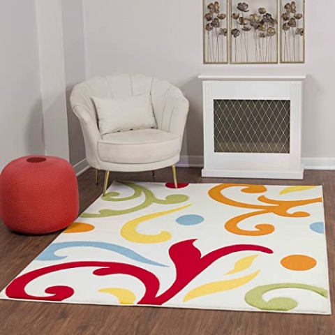 Livabliss Marseille Wohnzimmer Teppich modern – Abstrakt Design in Marmor Optik für Wohnzimmer 120x170 cm, Esszimmer, Schlafzimmer - Marmor Teppich groß, weicher Teppich Kurzflor in Weiß, Vielfarbig