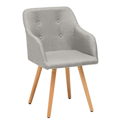 invicta INTERIOR Design Stuhl grau Scandinavia MEISTERSTÜCK Buche Gestell hellgrau mit Armlehne im Retro Trend Esszimmerstuhl Esszimmer