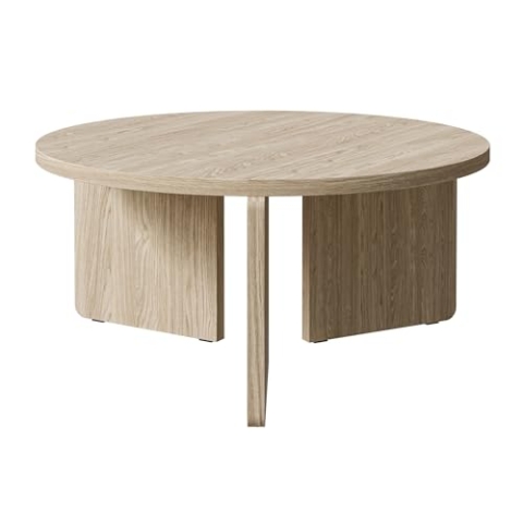 Selsey Couchtisch Wohnzimmertisch Beistelltisch Kaffeetisch Rund 85 cm Sofatisch Eiche Geölt Preffines