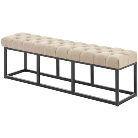 CLP Sitzbank Amun I Mit Stoff-Bezug I Mit Schwarzem Metallgestell, Farbe:Taupe, Größe:150 cm