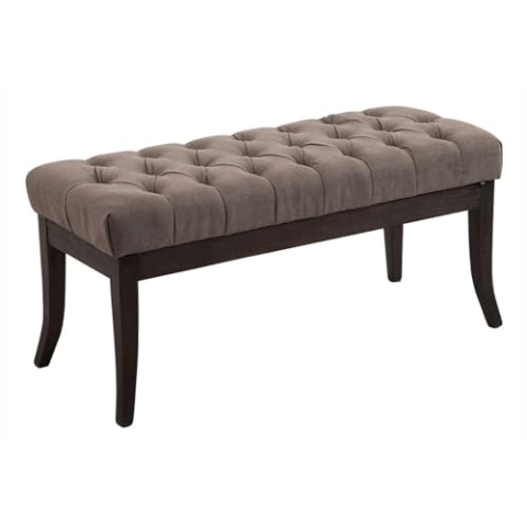 CLP Sitzbank Ramses mit hochwertiger Polsterung und Stoffbezug I Bank mit antik-dunklen Holzbeinen I Holzbank mit Einer Sitzhöhe von: 46 cm, Farbe:Taupe, Größe:100 cm