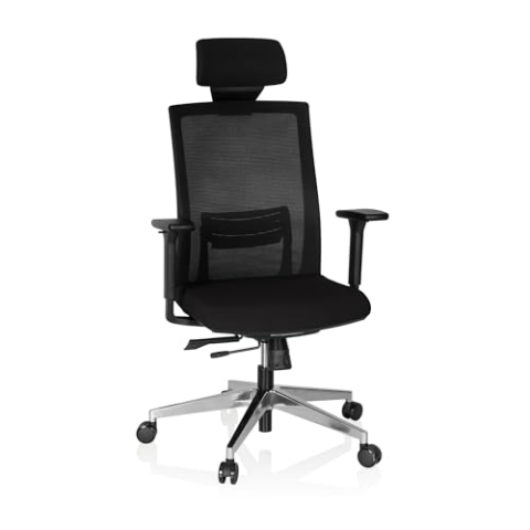 hjh OFFICE 732101 Profi Drehstuhl Captiva Stoff Schwarz Schreibtischstuhl mit Top-Ausstattung, Netzrücken