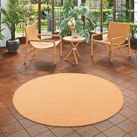 Snapstyle Sisal Natur Teppich Astra Orange Rund in 7 Größen