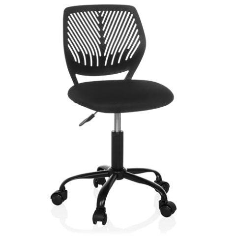 hjh OFFICE Kinderdrehstuhl ohne Armlehnen Kid QB Kinder Bürostuhl höhenverstellbar, Schreibtischstuhl mitwachsend, Schwarz