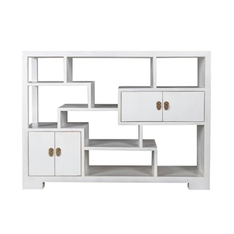 Fine Asianliving Chinesisches Bücherregal Offenes Regal Schneeweiß - Orientique Kollektion B108xT35xH80cm