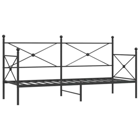vidaXL Tagesbett ohne Matratze Schwarz 80x200 cm Stahl, Schlafbett, Schlafsofa, Couchbett, Gästebett, Tagesbettsofa, bequemes Schlafsofa