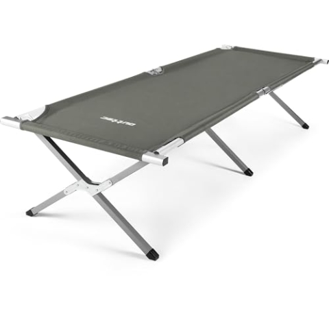 Outtec Feldbett, Klappbett für Camping, Reisebett, Gästebett, leicht und robust, faltbar, rutschfeste Beine, Transportbeutel, Feldbett klappbar, maximal 120 kg