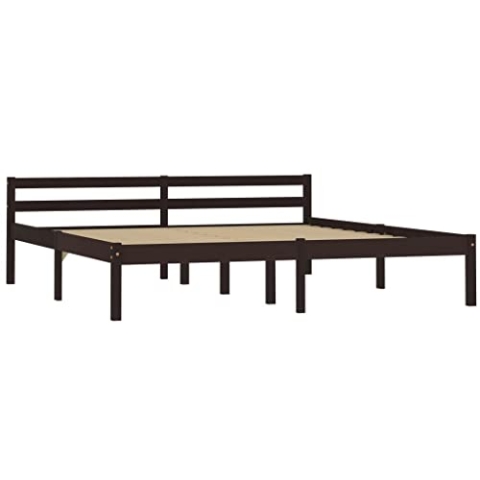 vidaXL Kiefernholz Massiv Bettgestell Holzbett Doppelbett Futonbett Massivholz Bett Bettrahmen Lattenrost Schlafzimmerbett 180x200cm Dunkelbraun