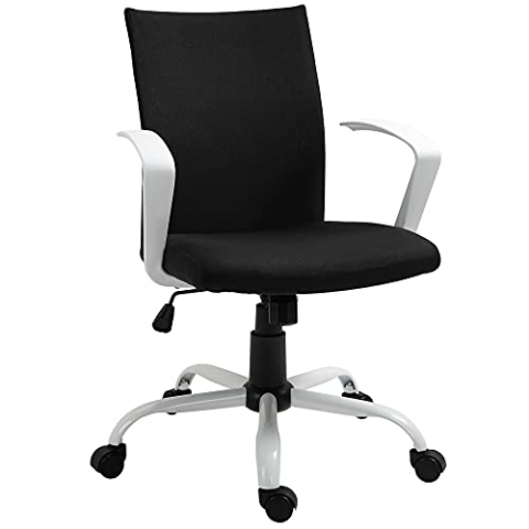 Vinsetto Bürostuhl Schreibtischstuhl mit Wippenfunktion Kopflehne Home-Office-Stuhl höhenverstellbarer ergonomisch 360°-Drehräder Schaumstoff Nylon Schwarz 61 x 61 x 89-99 cm