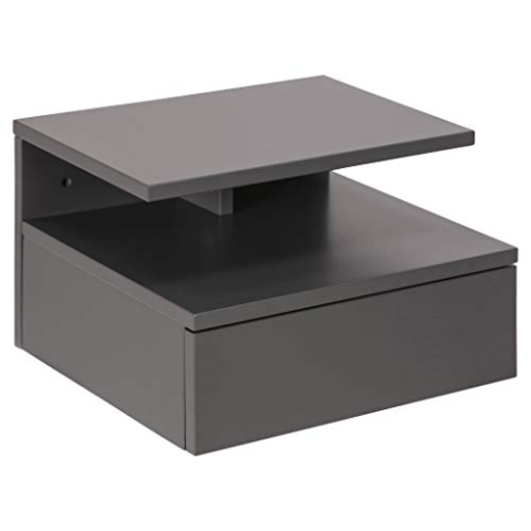 AC Design Furniture Fia Nachttisch mit 1 Schublade in Hellgrau, 1 Stück, Wandschrank im Minimalistischen Stil, Kleiner Nachtschrank zur Wandmontage, B: 35 x H: 22,5 x T: 32 cm