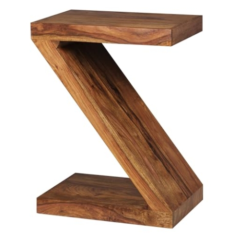 Wohnling Beistelltisch Mumbai Massivholz Sheesham Z Cube 59cm hoch Wohnzimmer-Tisch Design braun Landhaus-Stil Couchtisch